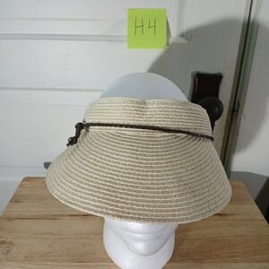 Nine West Straw Visor Hat Brown Braided Detail Summer Beach‎ Vacation Style